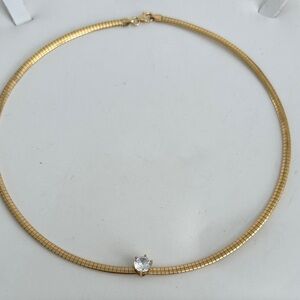 Elegant Gold Necklace with Crystal Accent